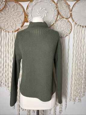 Poetry Cotton Funnel Neck Knit Sweater in Dark Khaki Size US2